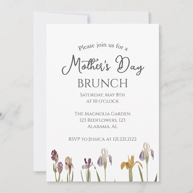 Convite Brunch de Dia de as mães Personalizado | tema flor (Frente)