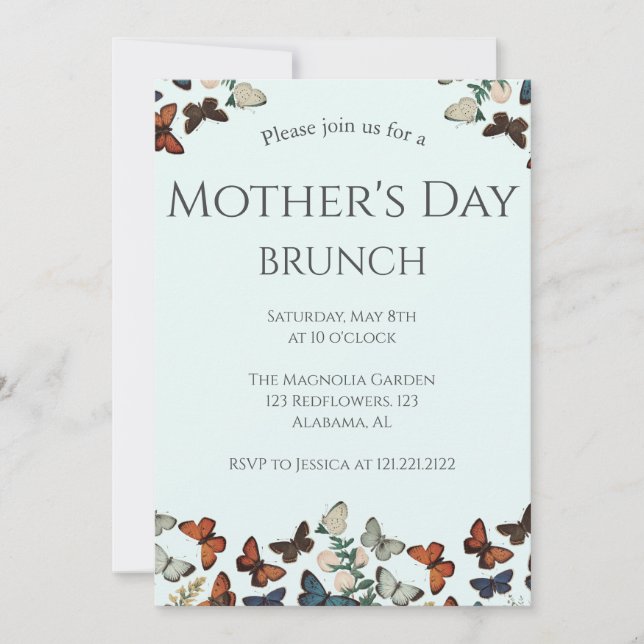 Convite Brunch de Dia de as mães Personalizado | tema flor (Frente)