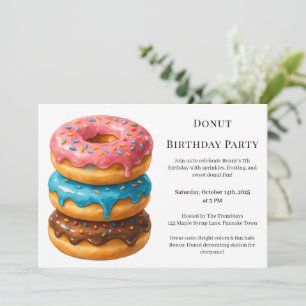 Convite Brunch de Donut Doce Celebração de Aniversário