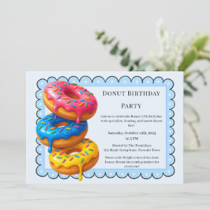 Convite Brunch de Donut Doce Celebração de Aniversário