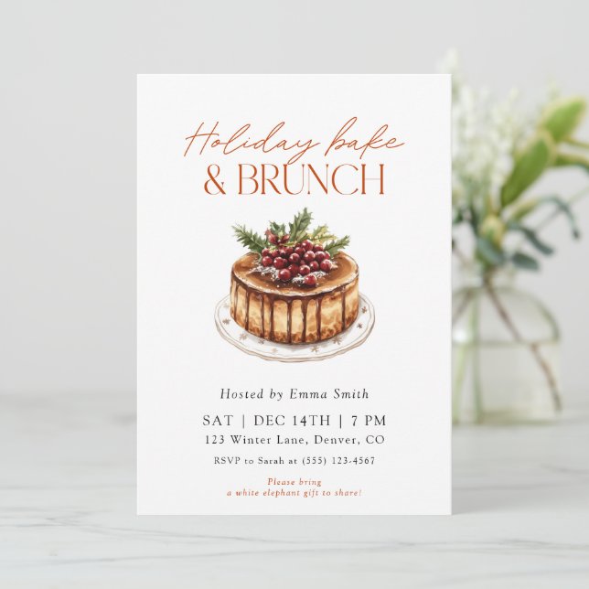 Convite Brunch de Férias em Aquarela e Assados (Em pé/Frente)