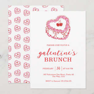 Convite Brunch de Galentine's Day com Bolo Branco