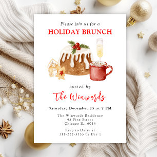 Convite Brunch de Natal com Bolo de Natal e Biscoitos