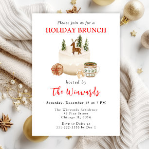 Convite Brunch de Natal com Bolo e Biscoitos