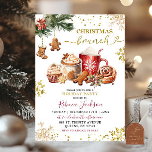 Convite Brunch de Natal com Chocolate Quente e Biscoitos d