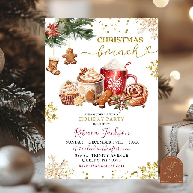 Convite Brunch de Natal com Chocolate Quente e Biscoitos d (Criador carregado)