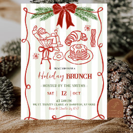 Convite Brunch de Natal com Desenho à Mão do Papai Noel