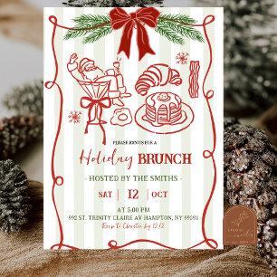Convite Brunch de Natal com Desenho à Mão do Papai Noel