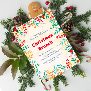 Convite Brunch de Natal com Eucalipto de Inverno e Poinset