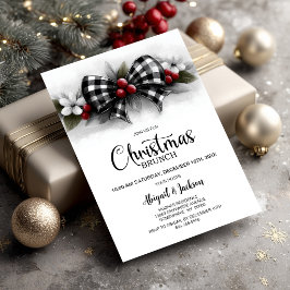 Convite Brunch de Natal com Laço Xadrez de Búfalo