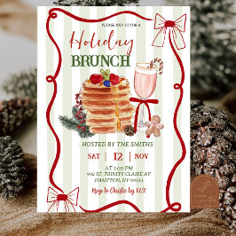 Convite Brunch de Natal com Listras em Verde Salvia