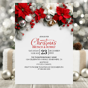 Convite Brunch de Natal com Poinsettia Moderna