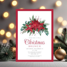 Brunch de Natal com Poinsettia Vermelha Festiva