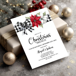 Convite Brunch de Natal com Xadrez de Búfalo e Poinsettia