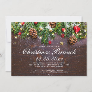 Convite Brunch de Natal de Feriado Russo de Filial de Pine