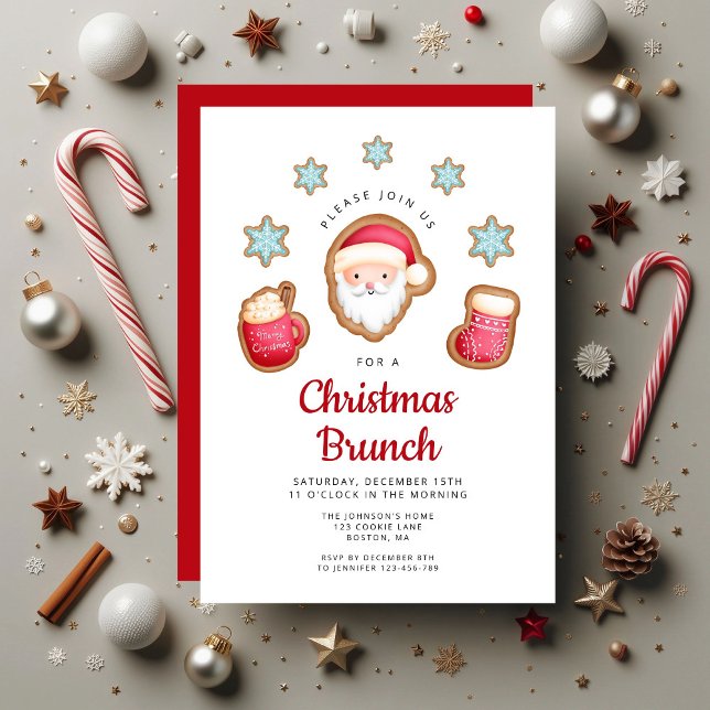 Convite Brunch de Natal de Papais noeis bonitos (Cute Santa Christmas Brunch Invitation)