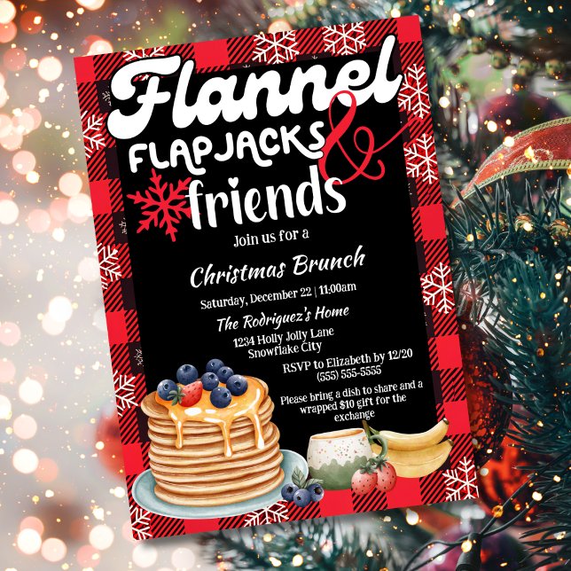 Convite Brunch de Natal Flannel Flapjacks e Amigos (Criador carregado)