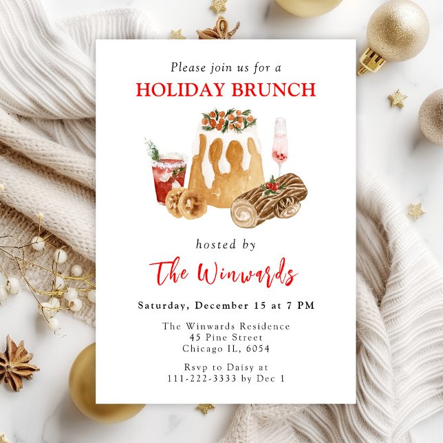 Convite Brunch de Natal Pudim e Log de Yule (Criador carregado)
