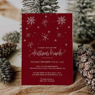 Convite Brunch de Natal Red Snowflake
