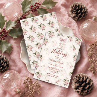 Convite Brunch de Natal Romântico Coquette Florais TMF26