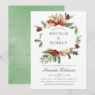 Convite Brunch de Natal Wintertide Woodland e Espumante