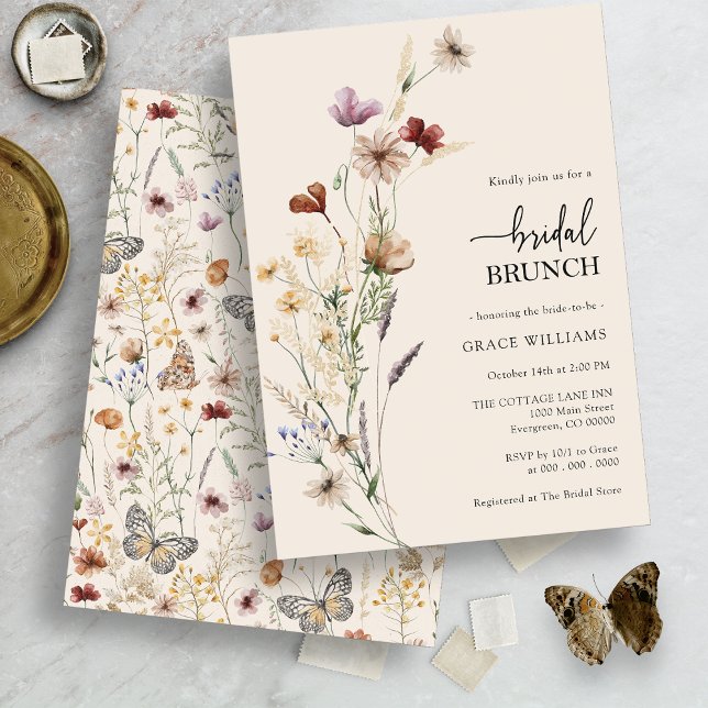 Convite Brunch de Noiva com Floral em Aquarela (Criador carregado)