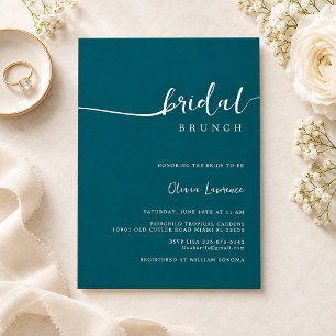 Convite Brunch de Noiva com Letra Azul-Turquesa