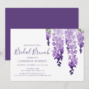 Convite Brunch de Noiva com Wisteria em Aquarela