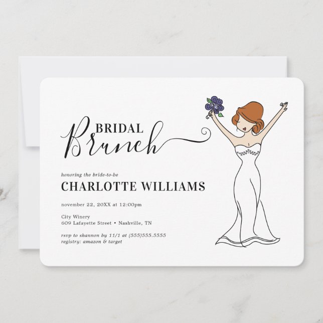 Convite Brunch de noiva de avatar personalizável | Cabelo  (Frente)