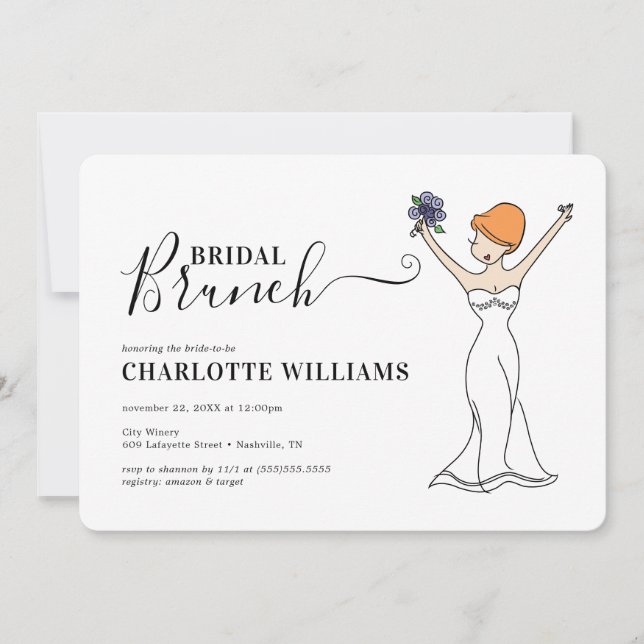 Convite Brunch de noivado de Avatar personalizável| Cabelo (Frente)