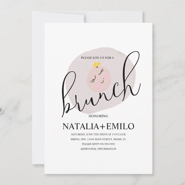 Convite Brunch de Ovo Frito Branco Fofo (Frente)