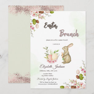 Convite Brunch de Páscoa do Coelho da Eags com Água e Tint