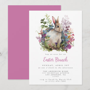 Convite Brunch de Páscoa Floral Aquarela de Orquídea