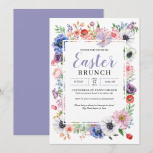 Convite Brunch de Páscoa no Jardim de Flores da Primavera