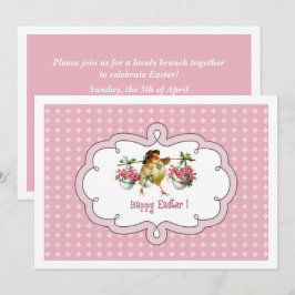 Convite Brunch de Páscoa Personalizada do Pintinho Vintage