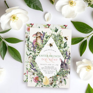 Convite Brunch de Páscoa Rhombus Bunny & Bee Greenery