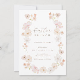 Convite Brunch de Páscoa Rosa-Floral Pastel