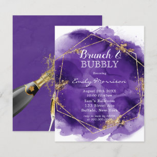 Convite Brunch de Tinta e Tinta Dourada Roxo