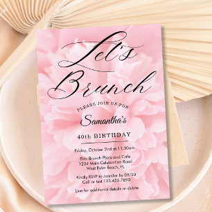 Convite Brunch de Vamos Rosa Suave Elegante Qualquer Festa
