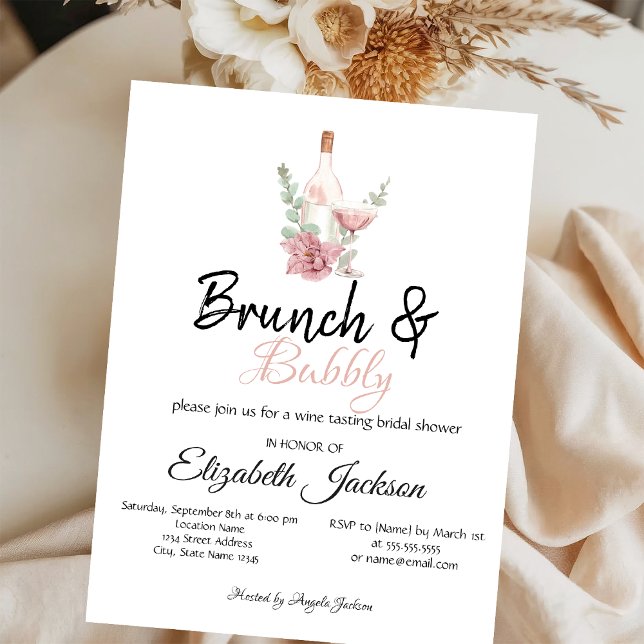 Convite Brunch de Vinho Floral & Chás Espumantes para Chá  (Criador carregado)