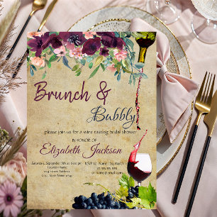 Convite Brunch de Vinho, Uvas e Flores & Espumante