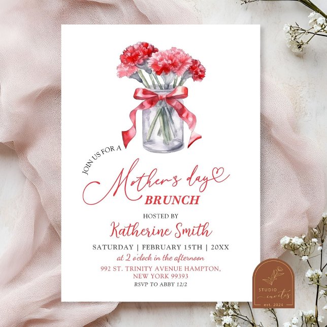 Convite Brunch do Dia das Mães Carnation (Criador carregado)