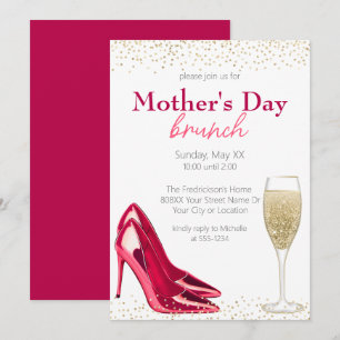 Convite Brunch do Dia das Mães Champagne & Stilettos