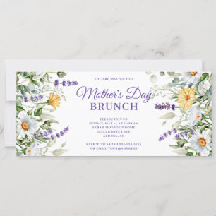 Convite Brunch do Dia das Mães com Aquarela de Flores Silv