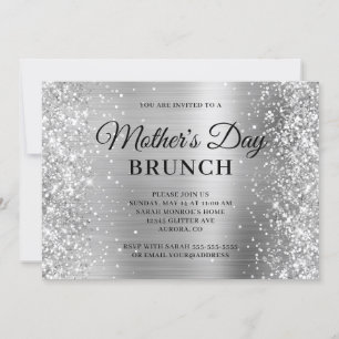 Convite Brunch do Dia das Mães com Brilho e Folha de Prata