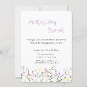 Convite Brunch do Dia das Mães com Flor de Campo em Aquare