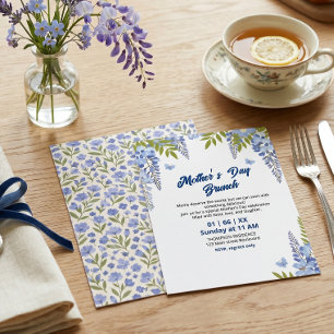 Convite Brunch do Dia das Mães com Flor de Wisteria Elegan