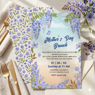 Convite Brunch do Dia das Mães com Flor de Wisteria Elegan