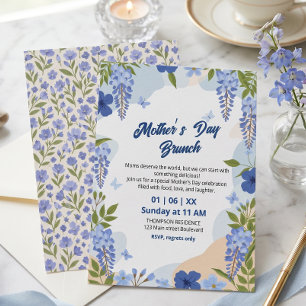 Convite Brunch do Dia das Mães com Flor de Wisteria Elegan