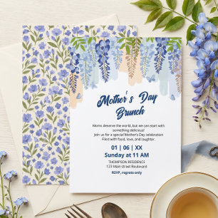 Convite Brunch do Dia das Mães com Flor de Wisteria Elegan